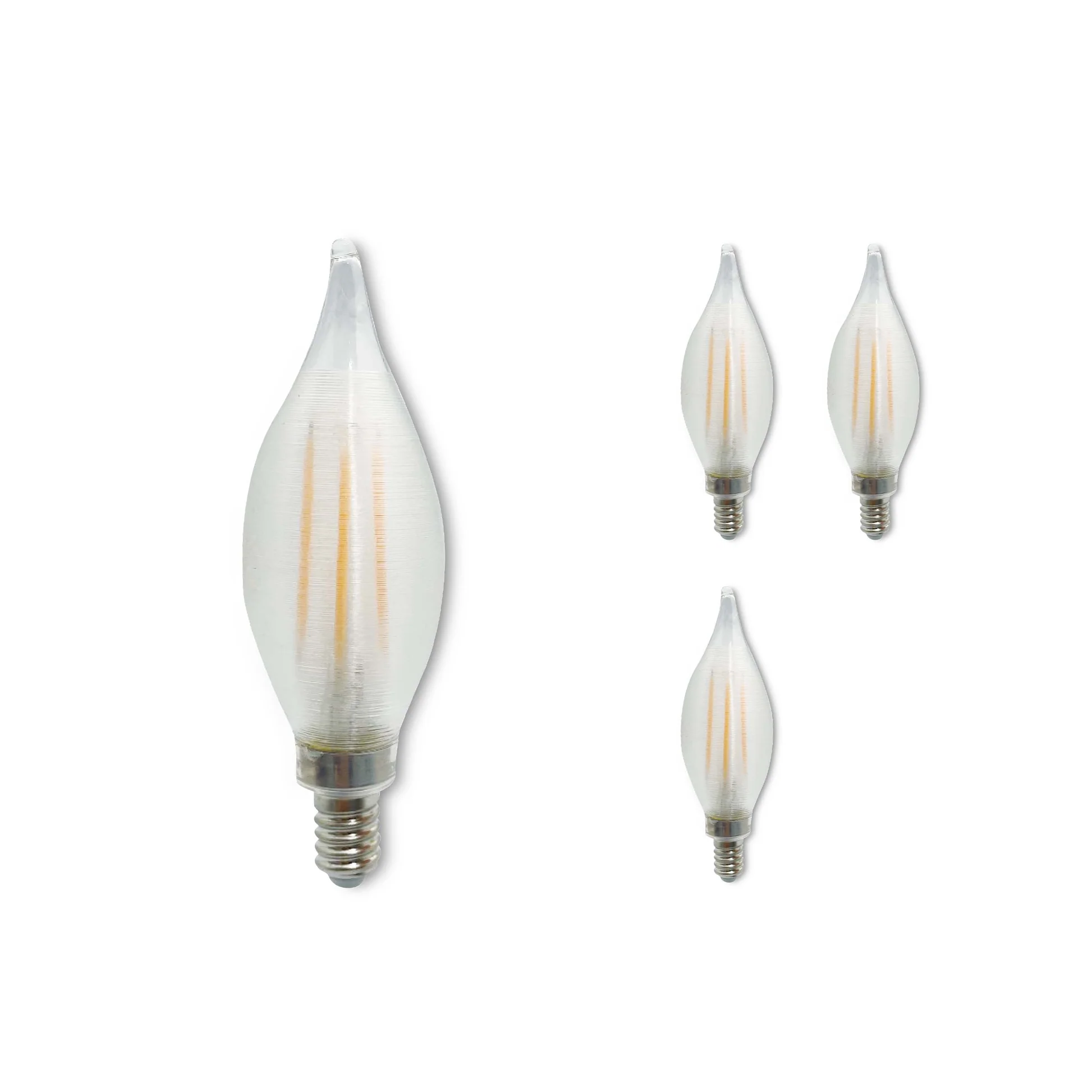 Bulbrite Spunlite Pack of (4) 4 Watt Dimmable C11 LED Filament Light Bulb with Satin Glass Finish and Candelabra (E12) Base - 2700K (Warm White Light), 350 Lumens - Cheap-Us