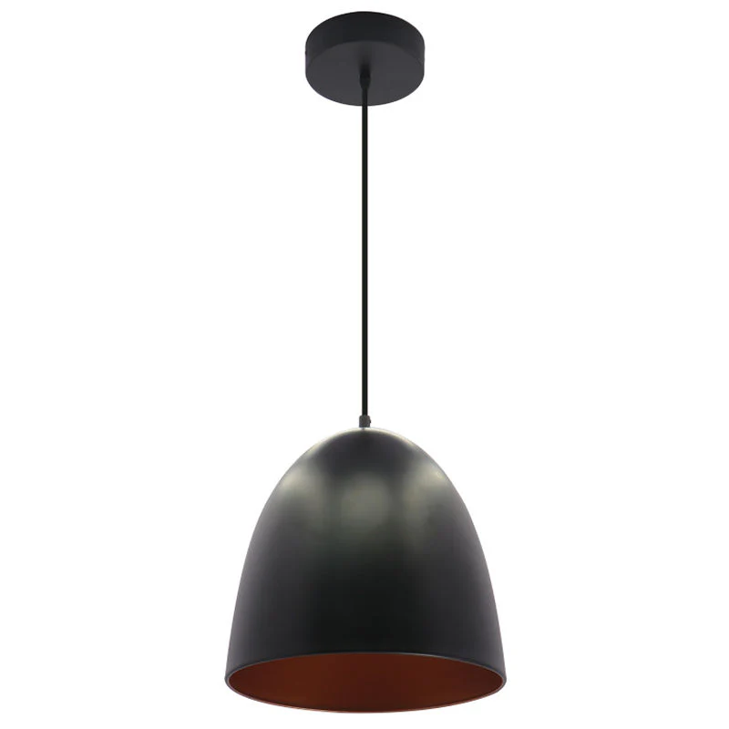 Westgate Large Integrated LED Dome Pendant 25W 800 Lumens 6Ft Cord Bk/Gld, Residential Lighting, 24W, 820 Lumens, 27K/30K/35K/40K/50K, Black Finish, TRIAC Dimming - Cheap-Us