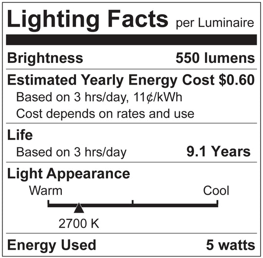 Luxrite LED B11 Torpedo Tip Chandelier Light Bulb, E26 Medium Base, 5W, 5000K - Bright White, 550 Lumens, 80 CRI, Clear Finish, Dimmable (LR21608) - Cheap-Us