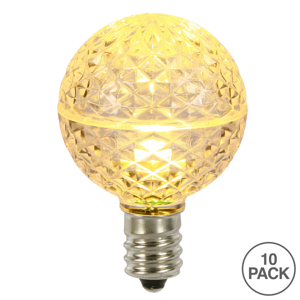 Vickerman G50 LED Warm White Faceted Replacement Bulb E17/C9 Nickel Base 10 Bulbs per Pack. - Cheap-Us