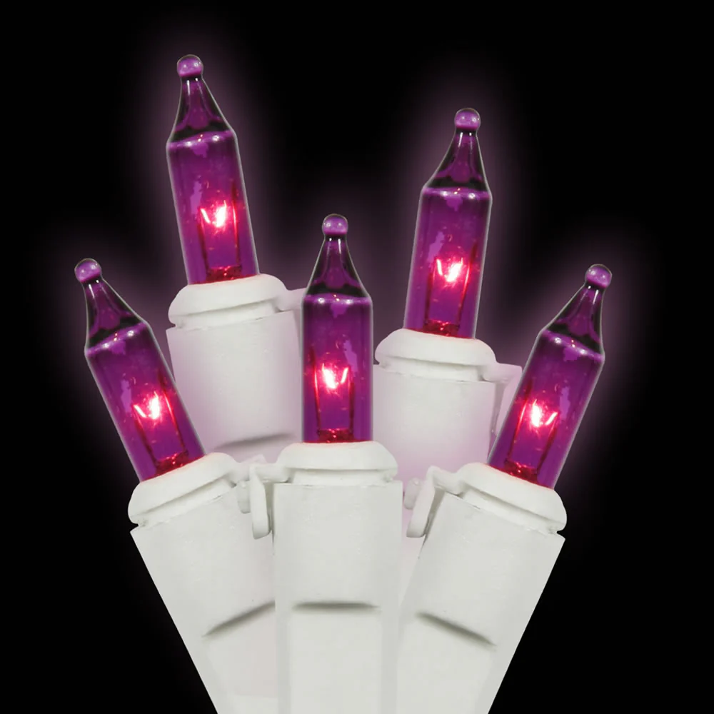 Vickerman 50 Purple Mini Light Set on White Wire 16' Christmas Light Strand - Cheap-Us