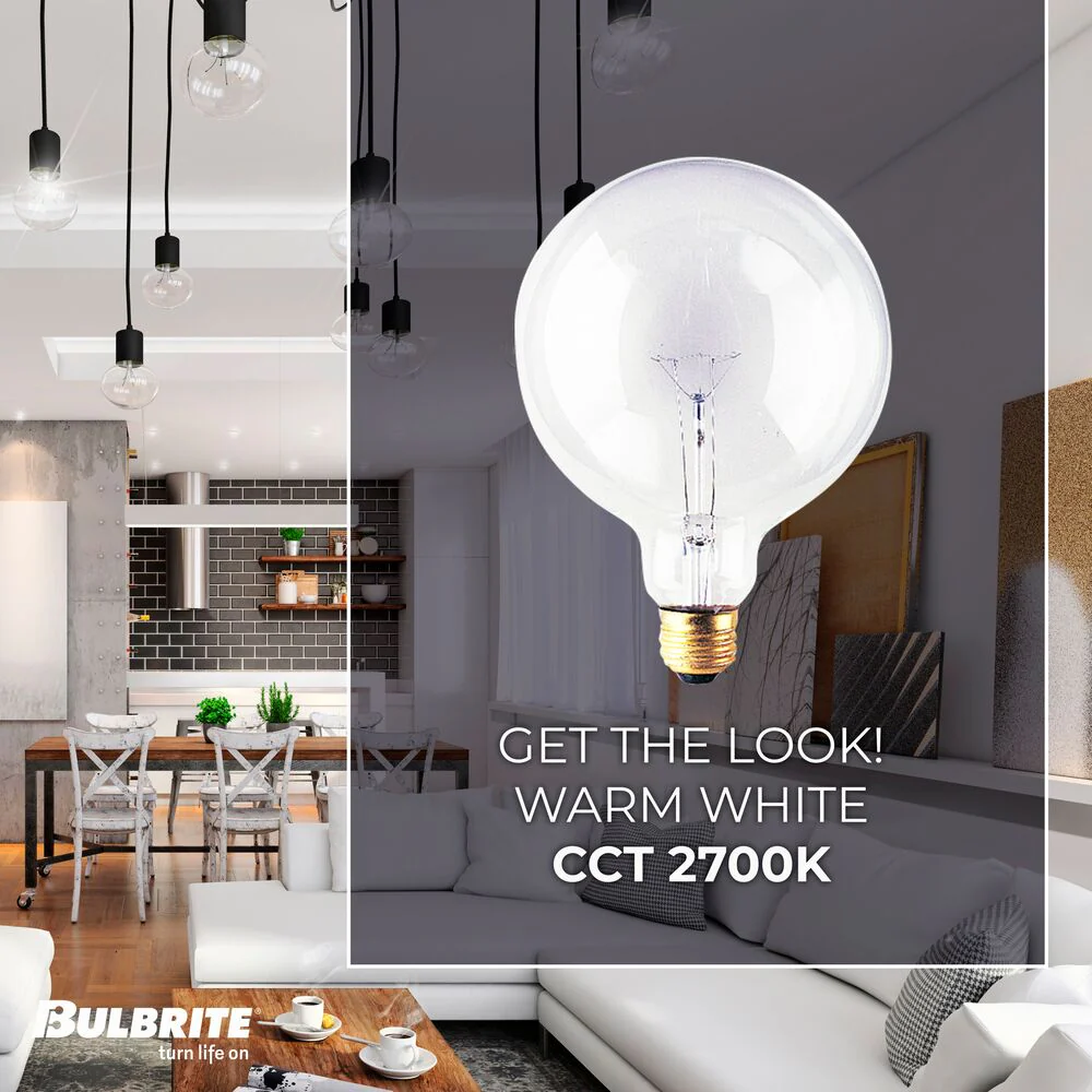 BULBRITE INCANDESCENT G40 MEDIUM SCREW (E26) 40W DIMMABLE LIGHT BULB 2700K/WARM WHITE 12PK (351040) - Cheap-Us