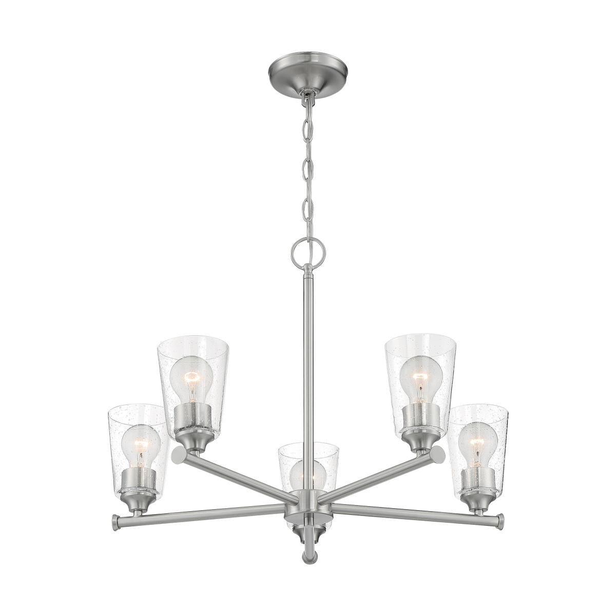 Satco Nuvo Bransel 5-9 Light Chandelier With Seeded Glass - Cheap-Us