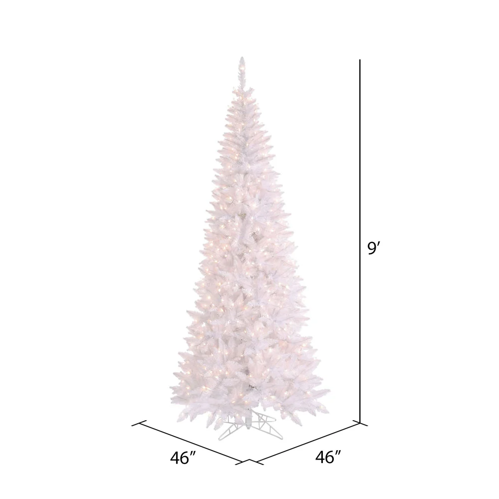 Vickerman 9' White Fir Slim Artificial Christmas Tree Warm White Dura-lit LED Lights - Cheap-Us