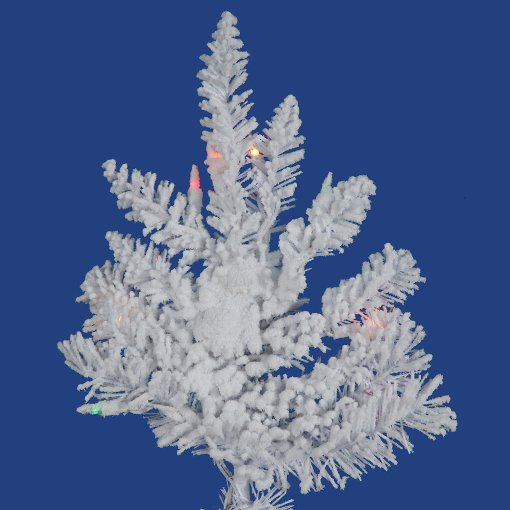 Vickerman 4.5' Flocked White Spruce Artificial Christmas Tree Multi-Colored LED Lights - Cheap-Us