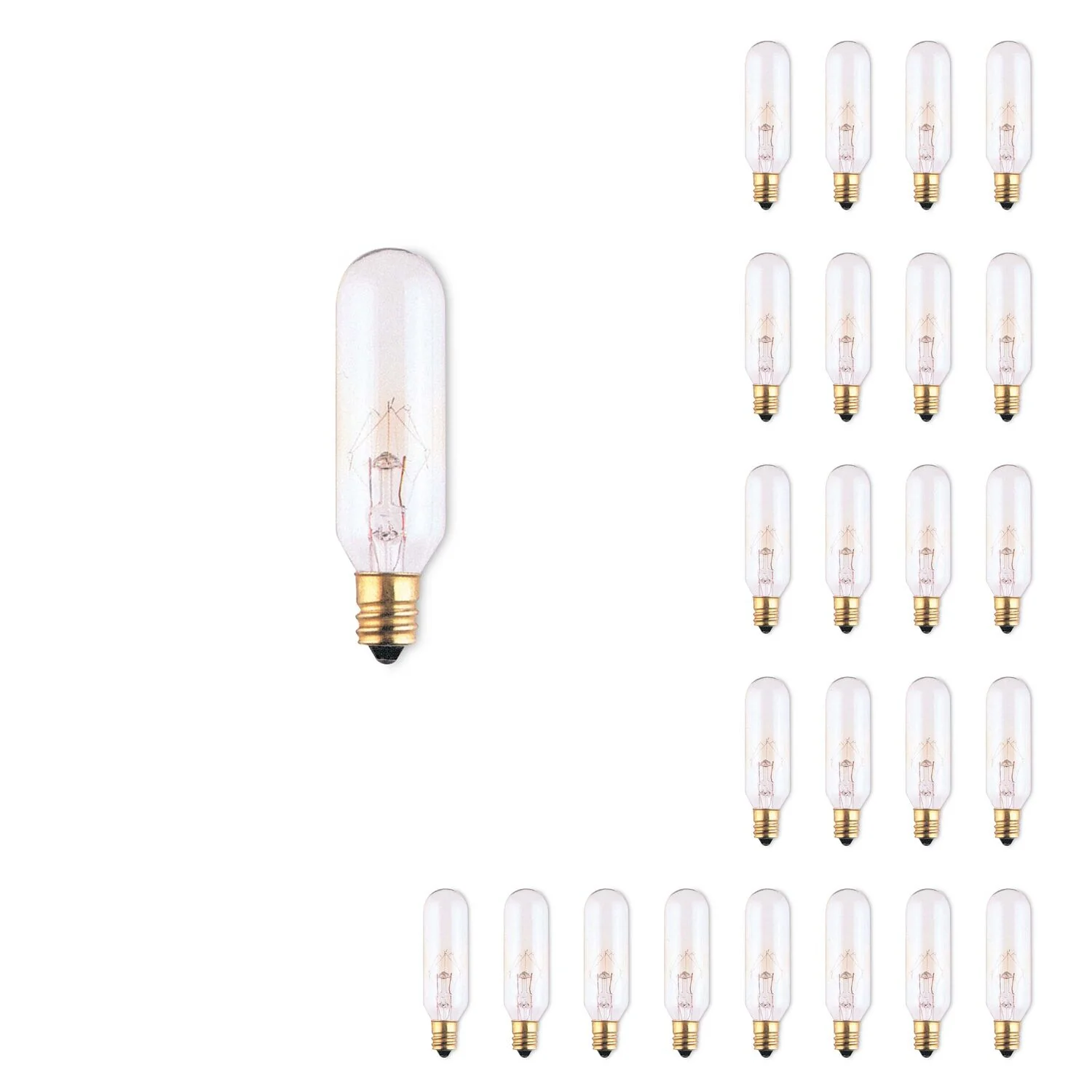 BULBRITE INCANDESCENT T6 CANDELABRA SCREW (E12) 25W DIMMABLE LIGHT BULB 2700K/WARM WHITE 25PK (707125) - Cheap-Us