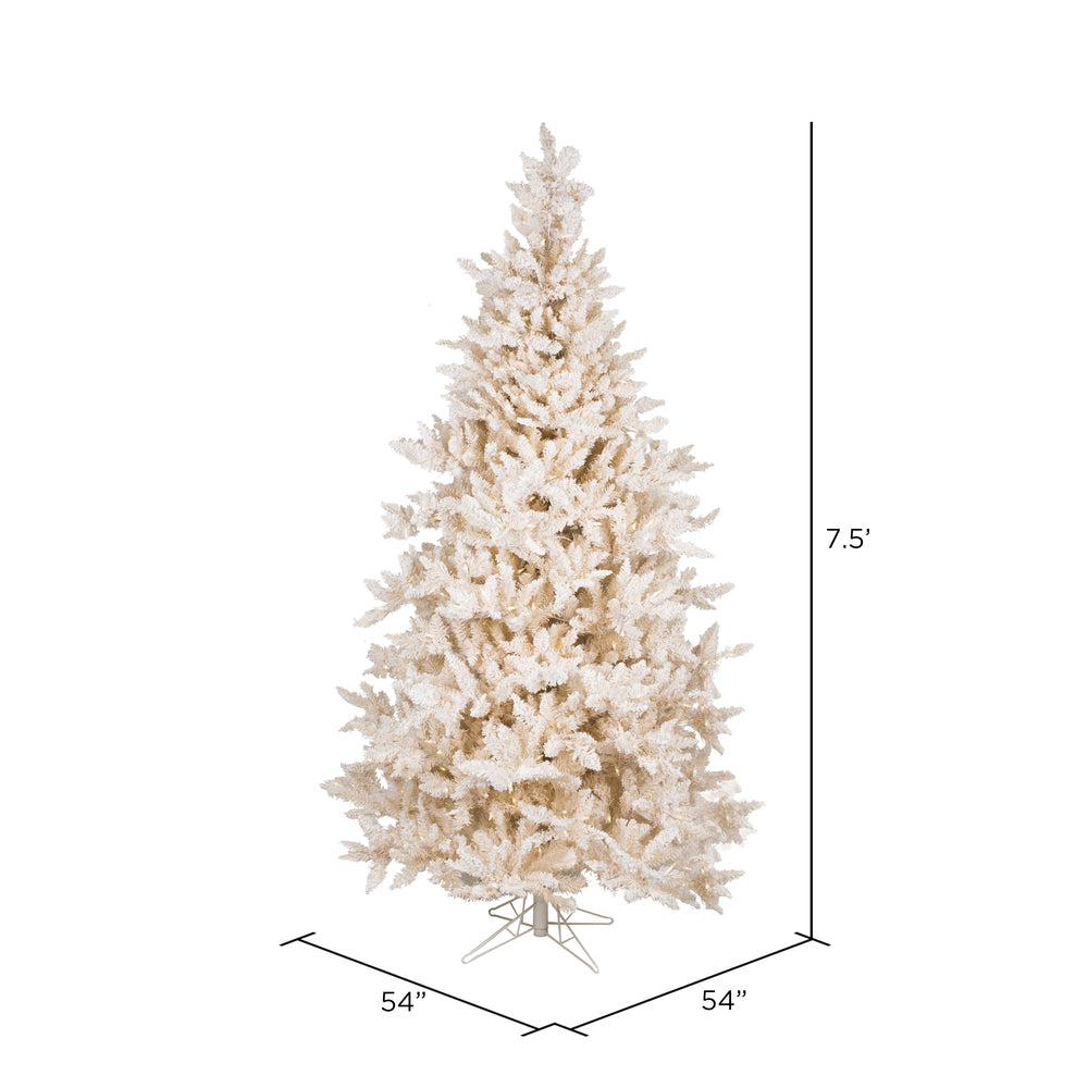 Vickerman 7.5' Flocked Vintage Fir Artificial Christmas Tree Warm White LED Lights - Cheap-Us
