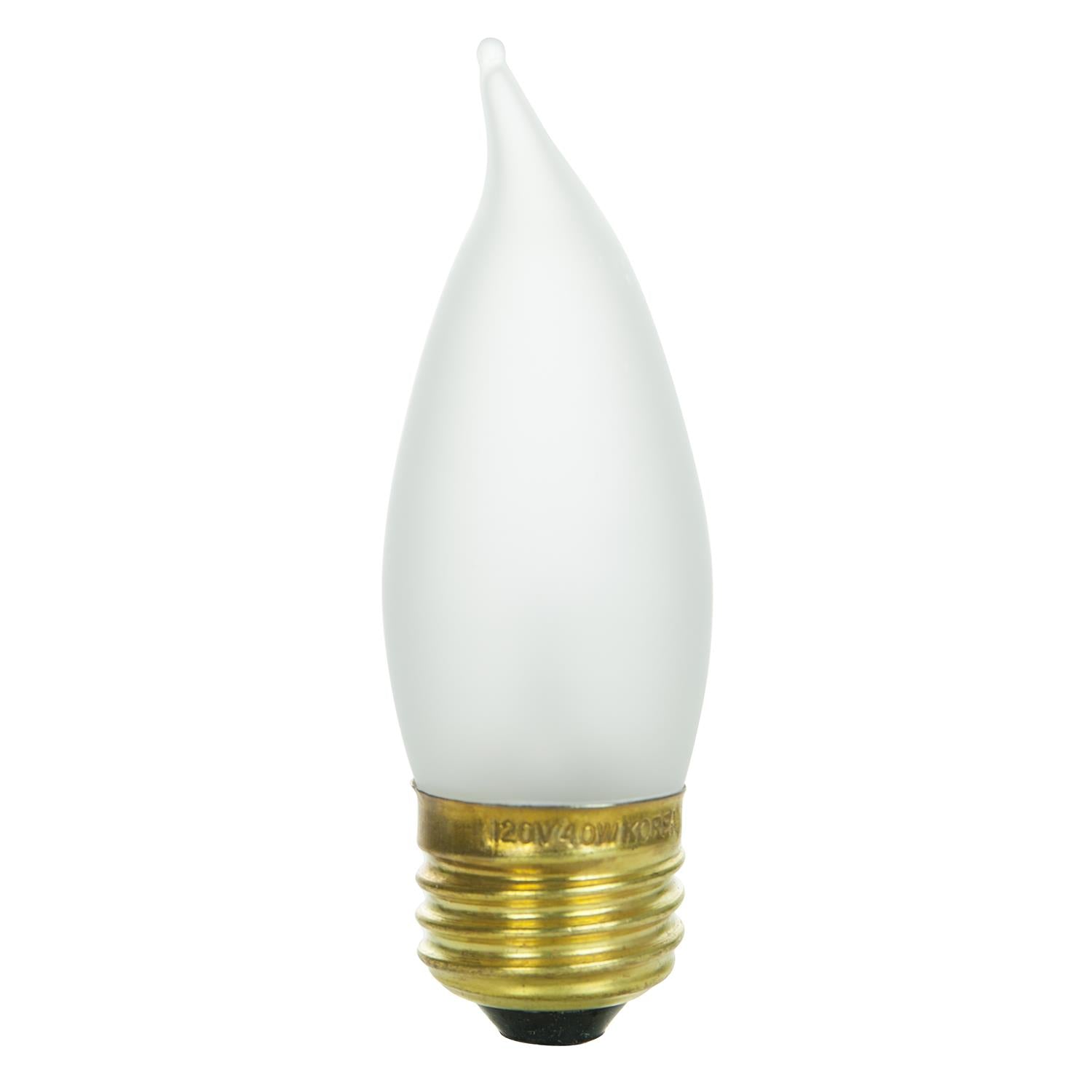 Sunlite 25 Watt Flame Tip Chandelier, Medium Base, Frost - Cheap-Us