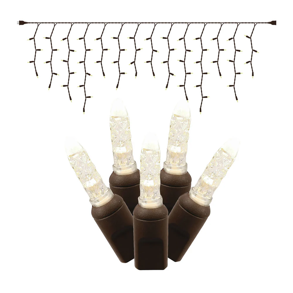 Vickerman 70 Warm White Twinkle M5 LED Icicle Light on Brown Wire 9' Christmas Light Strand. - Cheap-Us