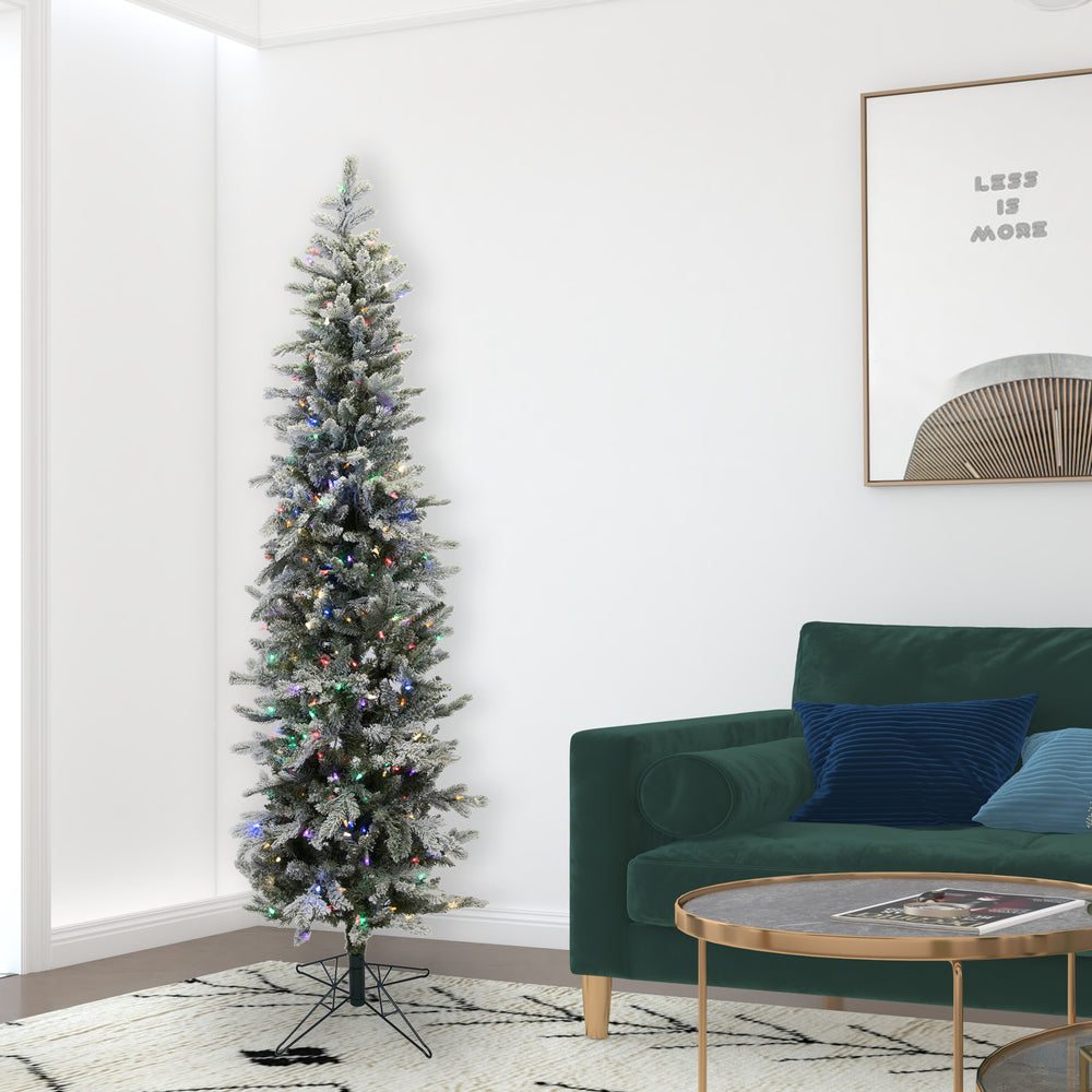 Vickerman 8' Frosted Glitter Tannenbaum Pine Artificial Christmas Tree, Multi-Colored LED Lights - Cheap-Us