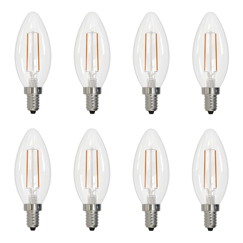 Bulbrite Pack of (8) 4 Watt Dimmable Clear B11 LED Light Bulbs with Candelabra (E12) Base, 3000K Soft White Light, 350 Lumens - Cheap-Us