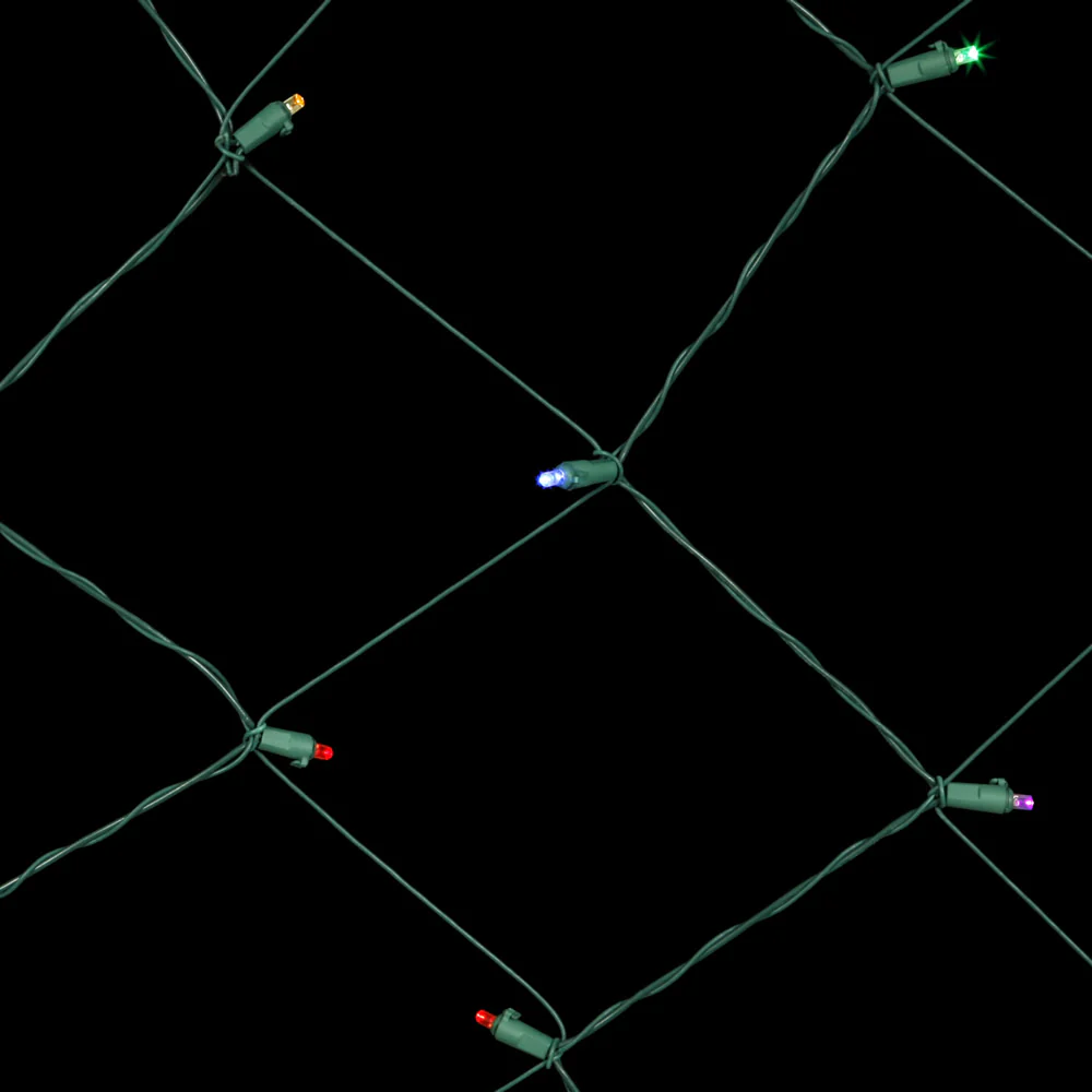 Vickerman 150 Multi-Colored Wide Angle LED Christmas Net Light Set Green Wire - Cheap-Us