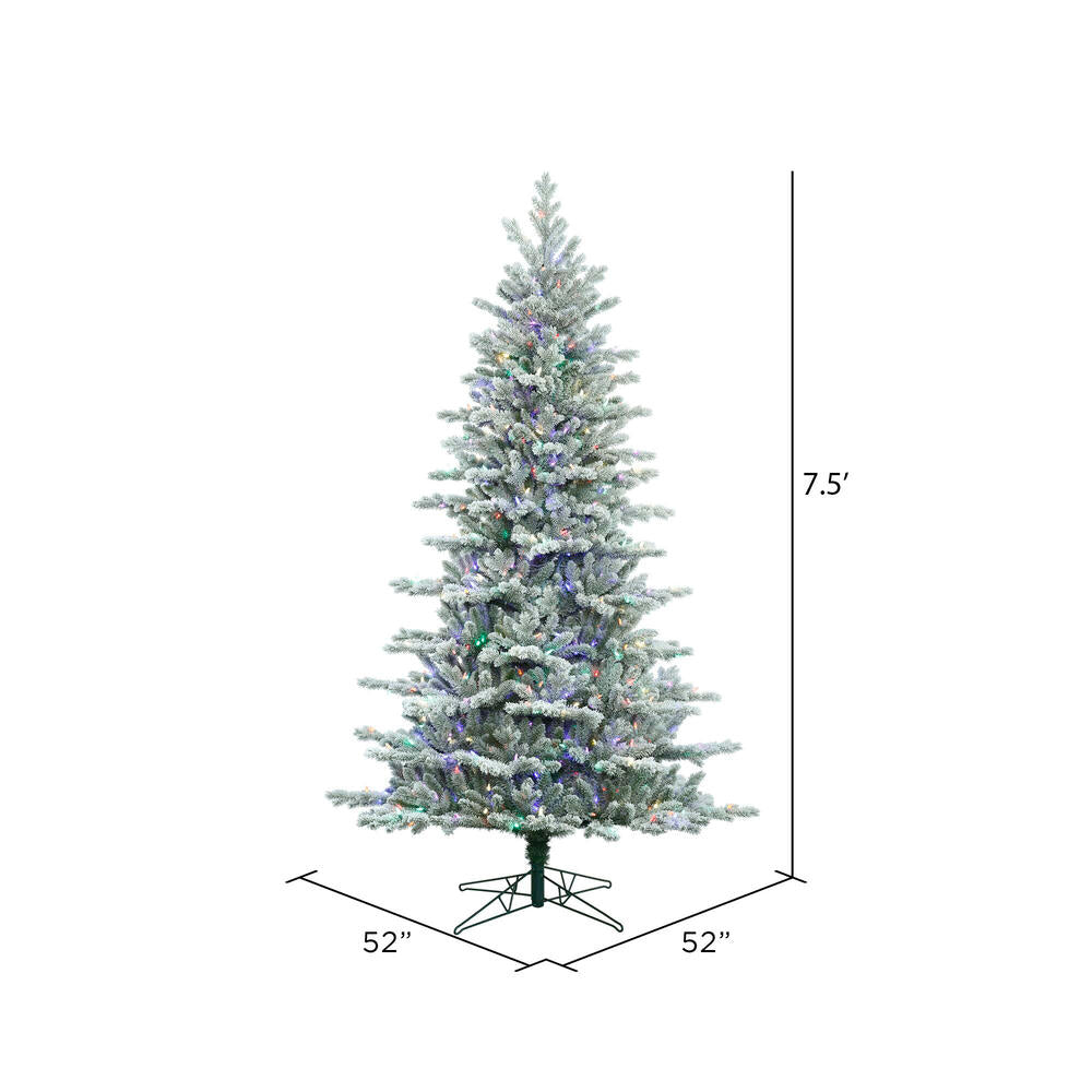 Vickerman 7.5' Frosted Eastern Fraser Fir Artificial Christmas Tree Multi-colored Dura-Lit LED lights - Cheap-Us