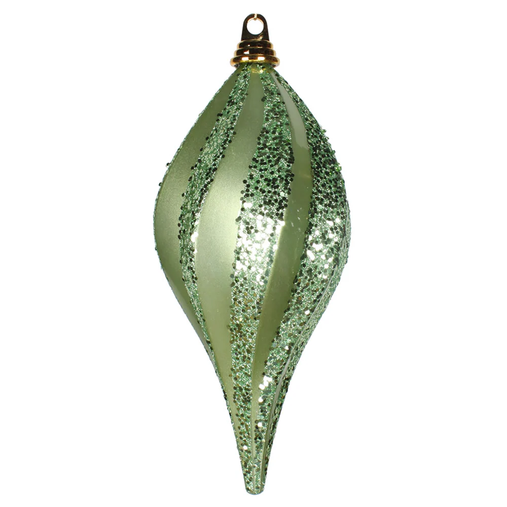 Vickerman 12'' Celadon Glitter Swirl Drop Christmas Ornament - Cheap-Us