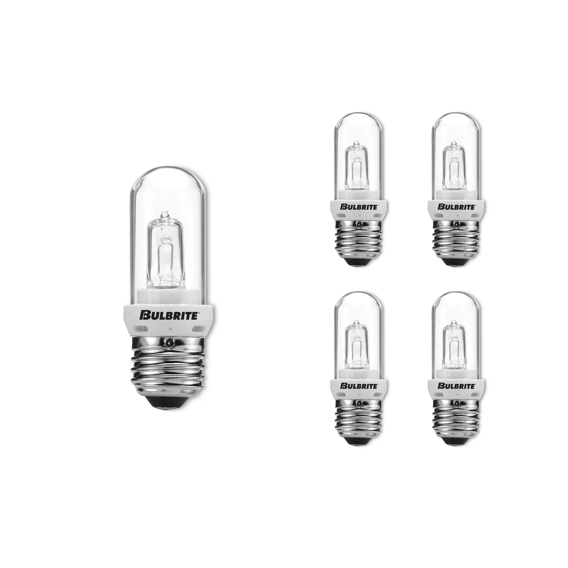 Bulbrite Pack of (5) 75 Watt 120V Dimmable Clear T8 Double Envelope Halogen Mini Light Bulbs with Medium (E26) Base, 2900K Soft White Light - Cheap-Us
