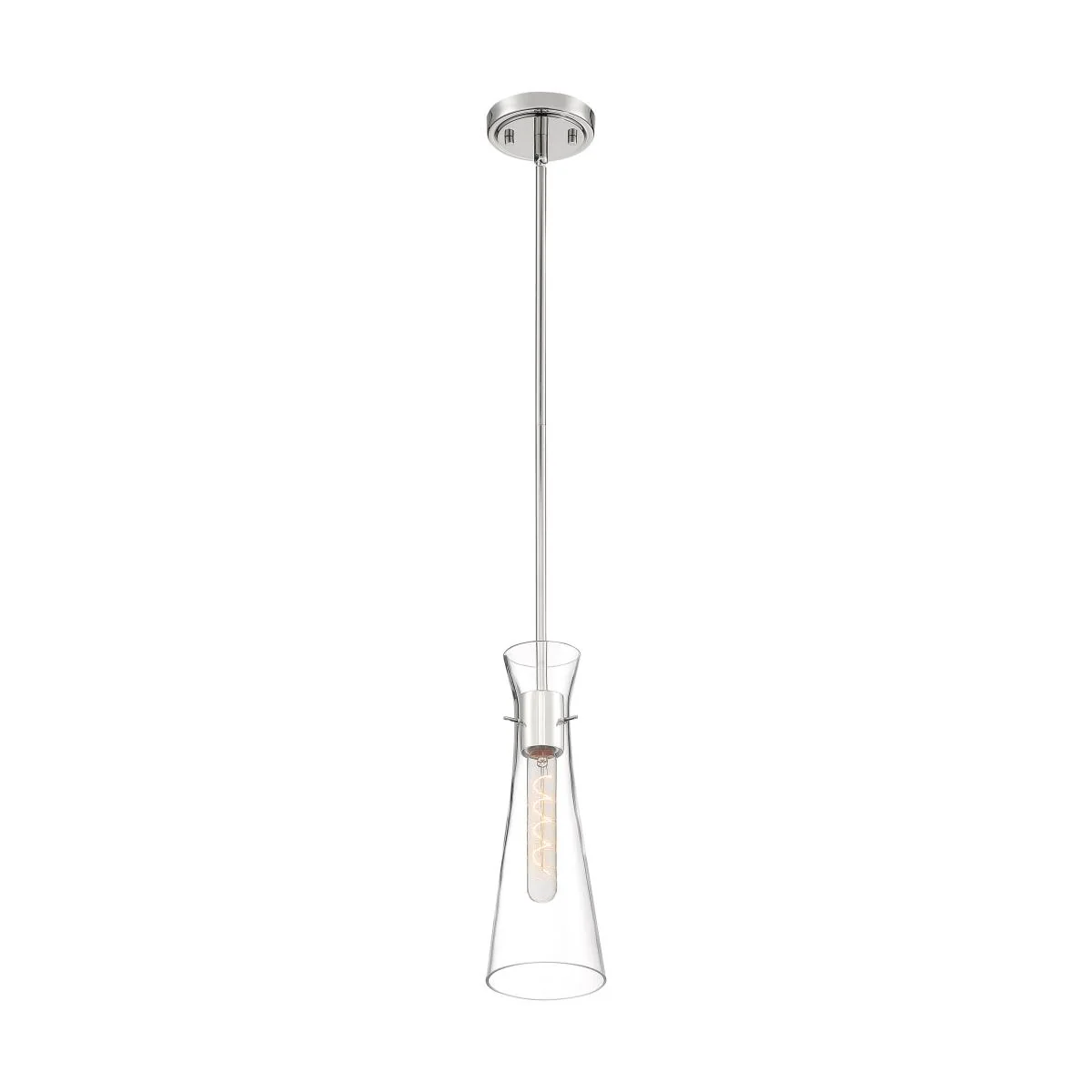 60-6868 BAHARI 1 LIGHT MINI PENDANT Bahari - 1 Light Mini Pendant with Clear Glass - Polished Nickel Finish - Cheap-Us