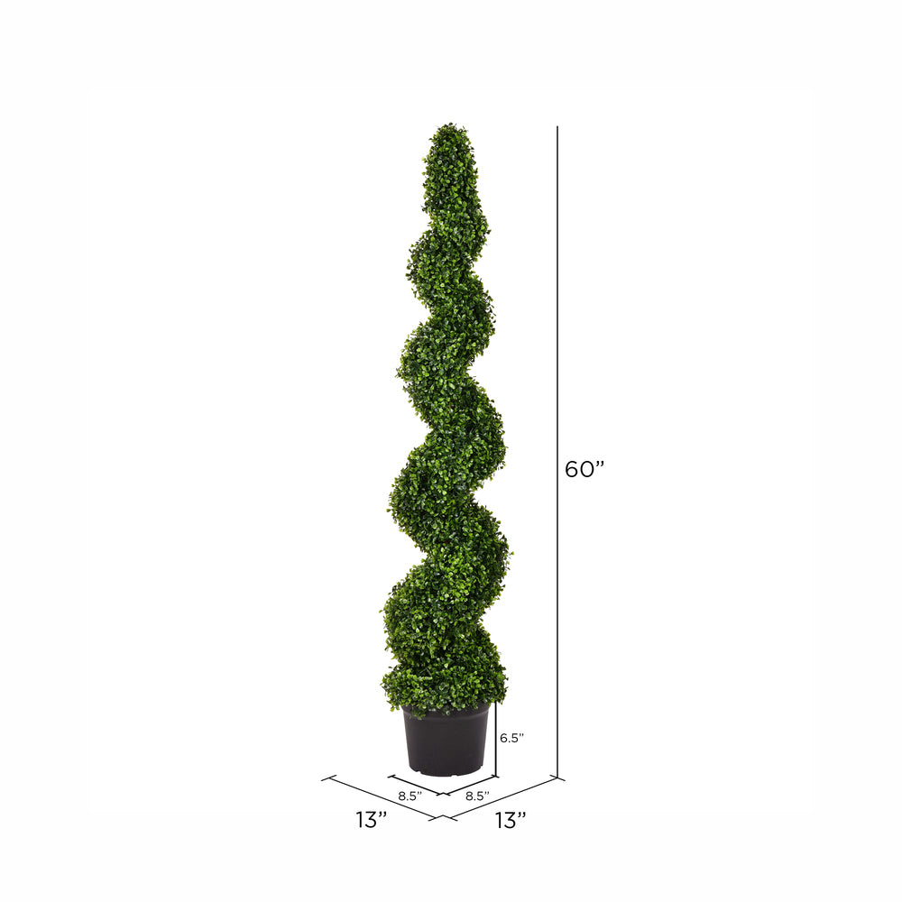 Vickerman 5' Artificial Potted Green Boxwood Spiral Tree. - Cheap-Us