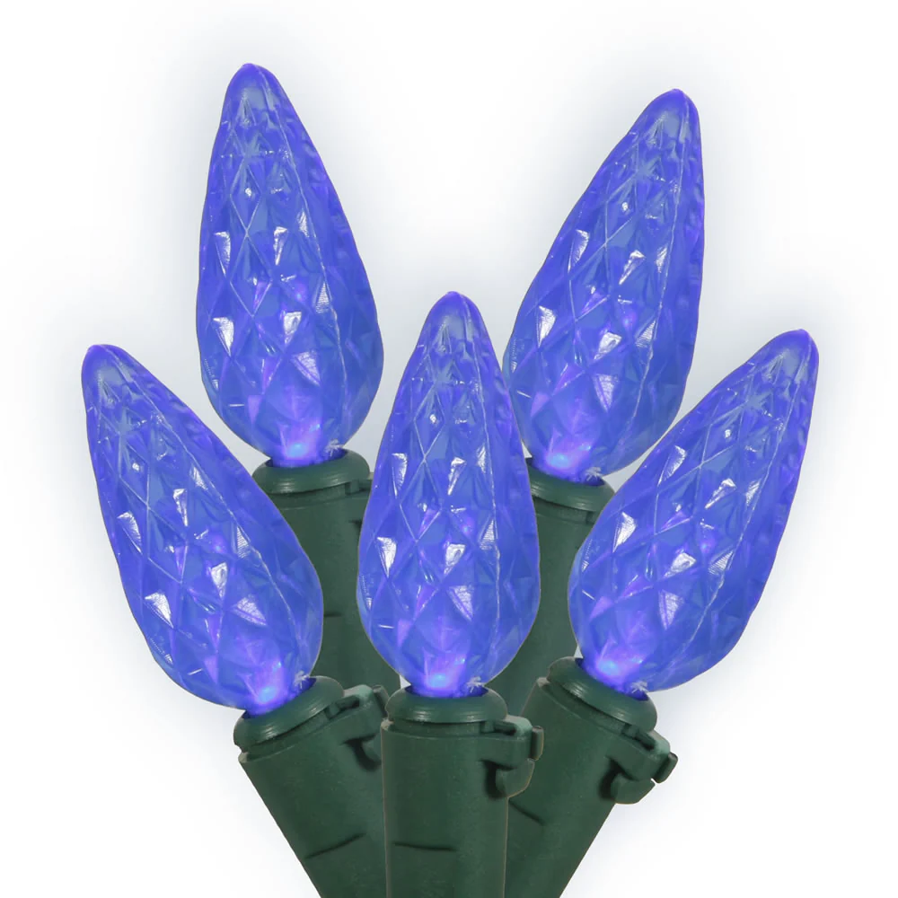 Vickerman 50 Blue C6 LED Light on Green Wire 25' Christmas Single Mold Light Strand - Cheap-Us