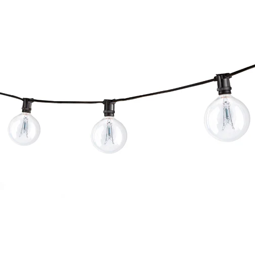 Bulbrite STRING15/E12/BLACK-G16KT Outdoor Mini String Light w/Incandescent G16 Globe Bulbs, 25-Feet, 15 Lights Sockets, Black - Cheap-Us