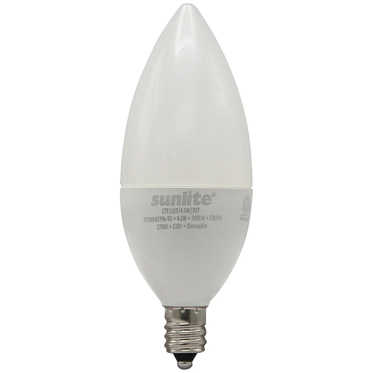 CTF/LED/4.5W/927 Decorative E12 Base Frosted Dimmable Energy Star CRI90 2700K - Cheap-Us