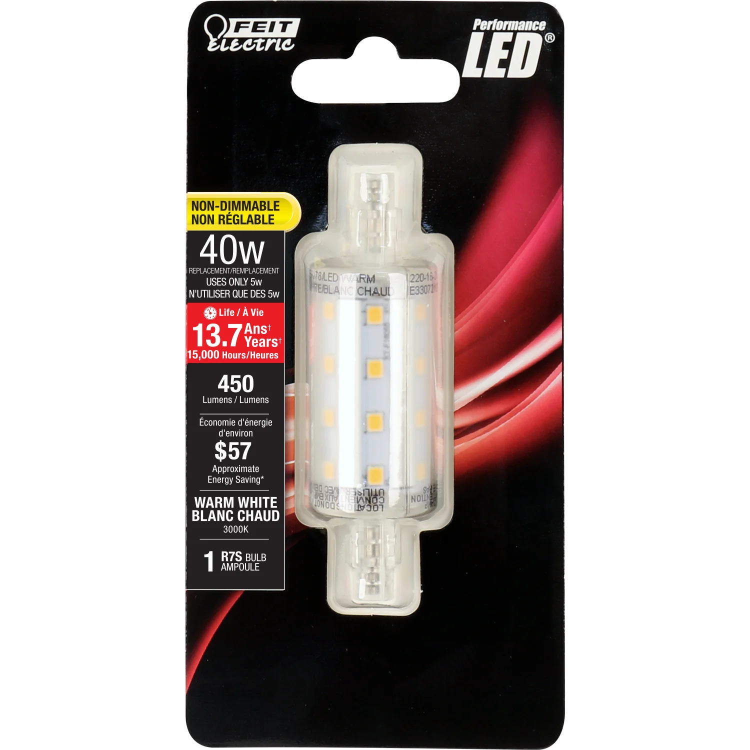 450 Lumen 3000K Non-Dimmable R7S LED - Cheap-Us