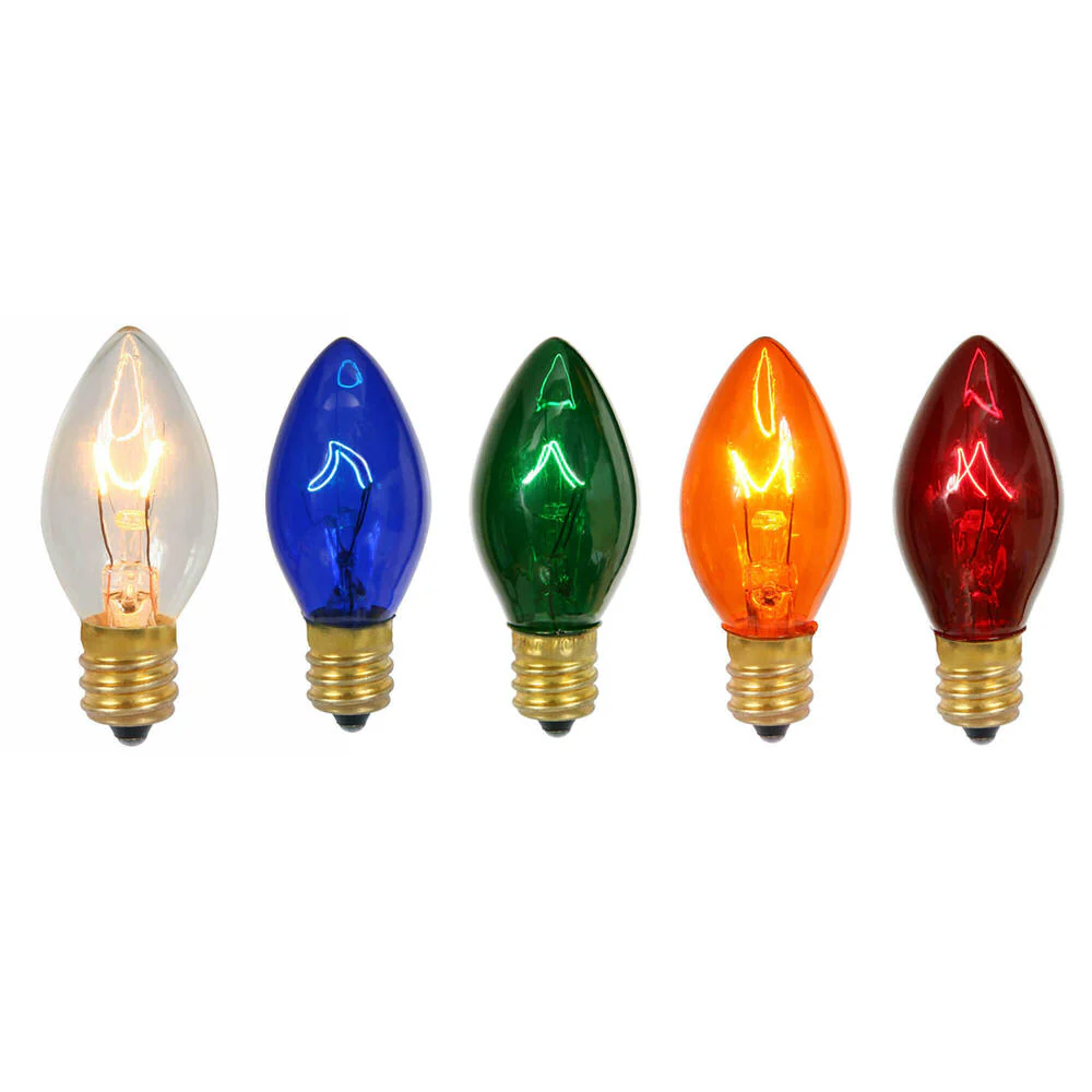 Vickerman C7 Transparent Multicolor Replacement Bulbs, 130 Volt, 5 Watt, 75 Pack. - Cheap-Us