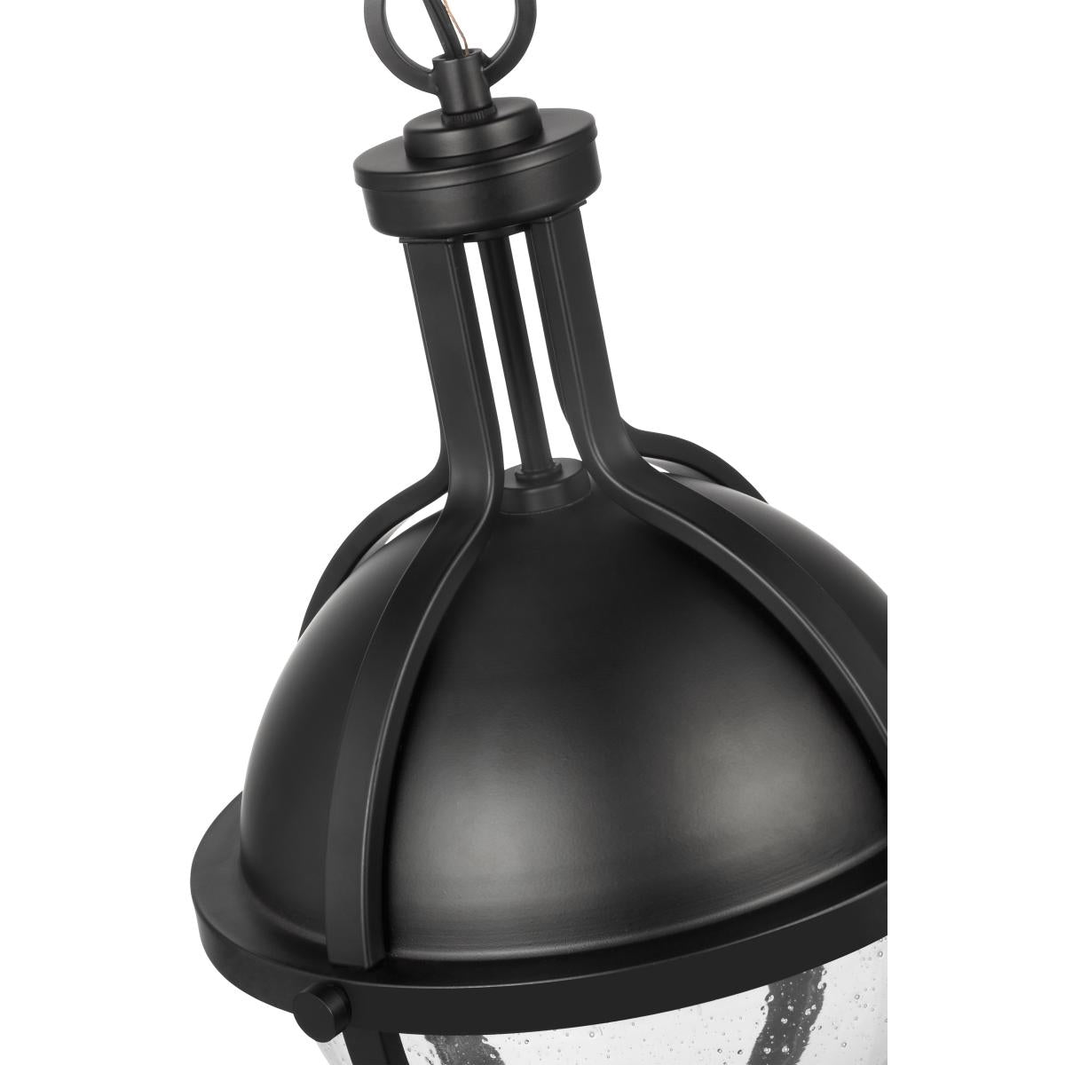 60-7674 LINCOLN 1LT MED PEND MATTE BLK Lincoln; 1 Light Medium Pendant; Medium Base; 60 Watt; Matte Black Finish; Clear Seeded Glass - Cheap-Us