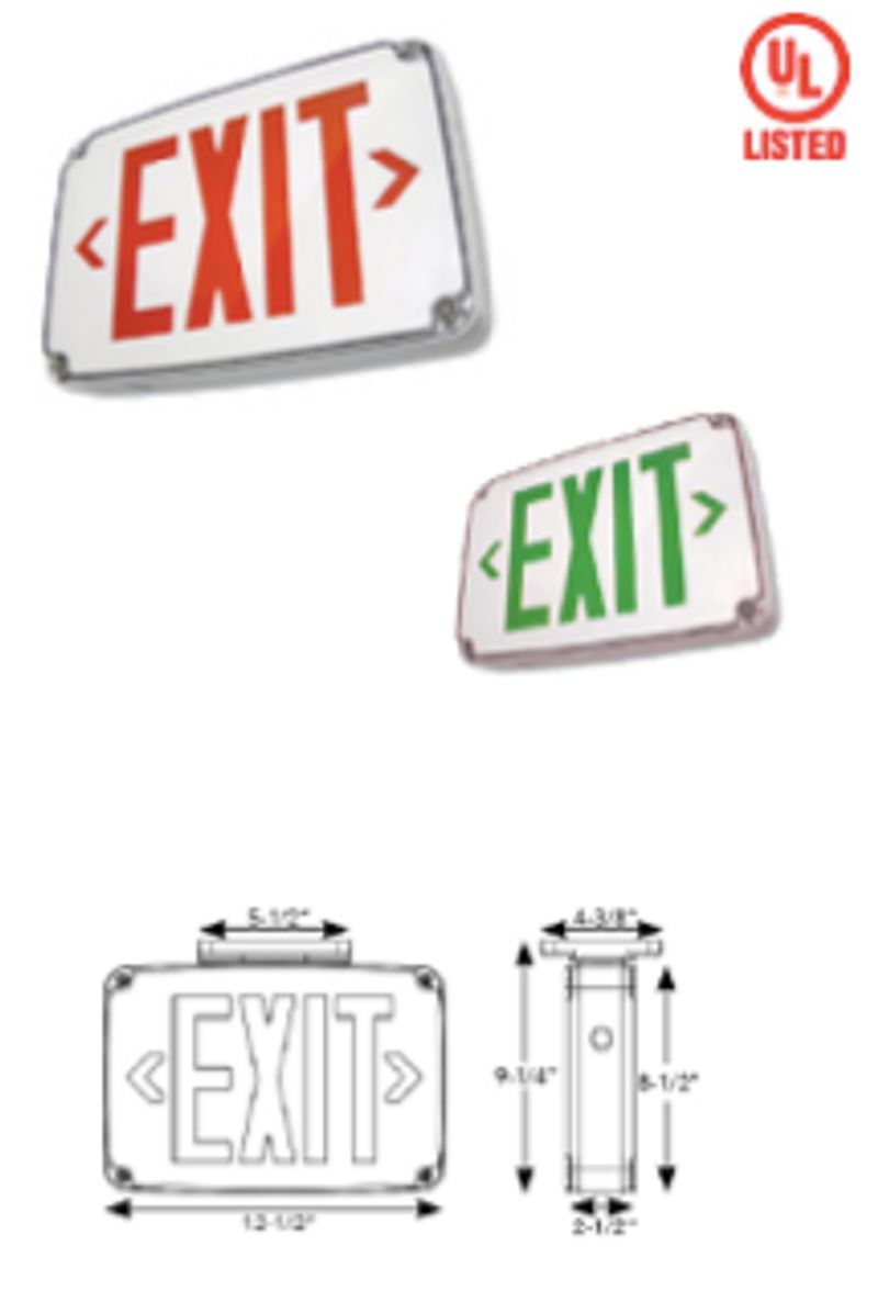 Westgate Wet Location LED Exit Double Face, Green Letters, Gray Panel, LED Exit & Emergency Lighting, 3.8W - Cheap-Us