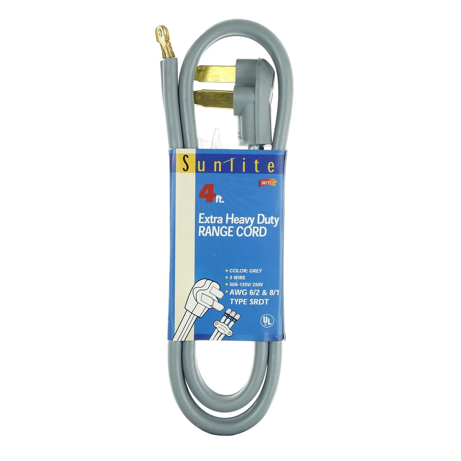Sunlite EX4/R/50A Range 4-Feet Extension Cord, Grey - Cheap-Us