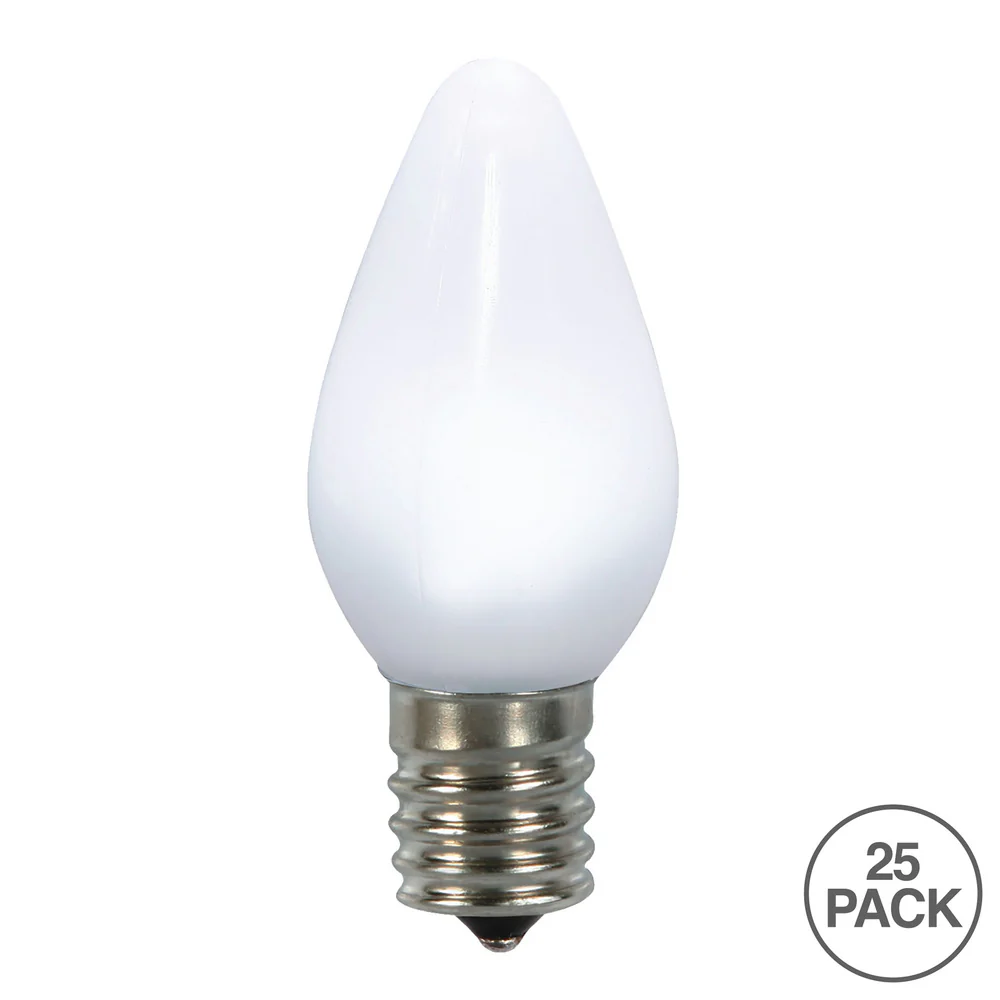 Vickerman C7 Ceramic LED Pure White Twinkle Bulb  Nickel Base 120V .6 Watts 25 Bulbs per Pack - Cheap-Us