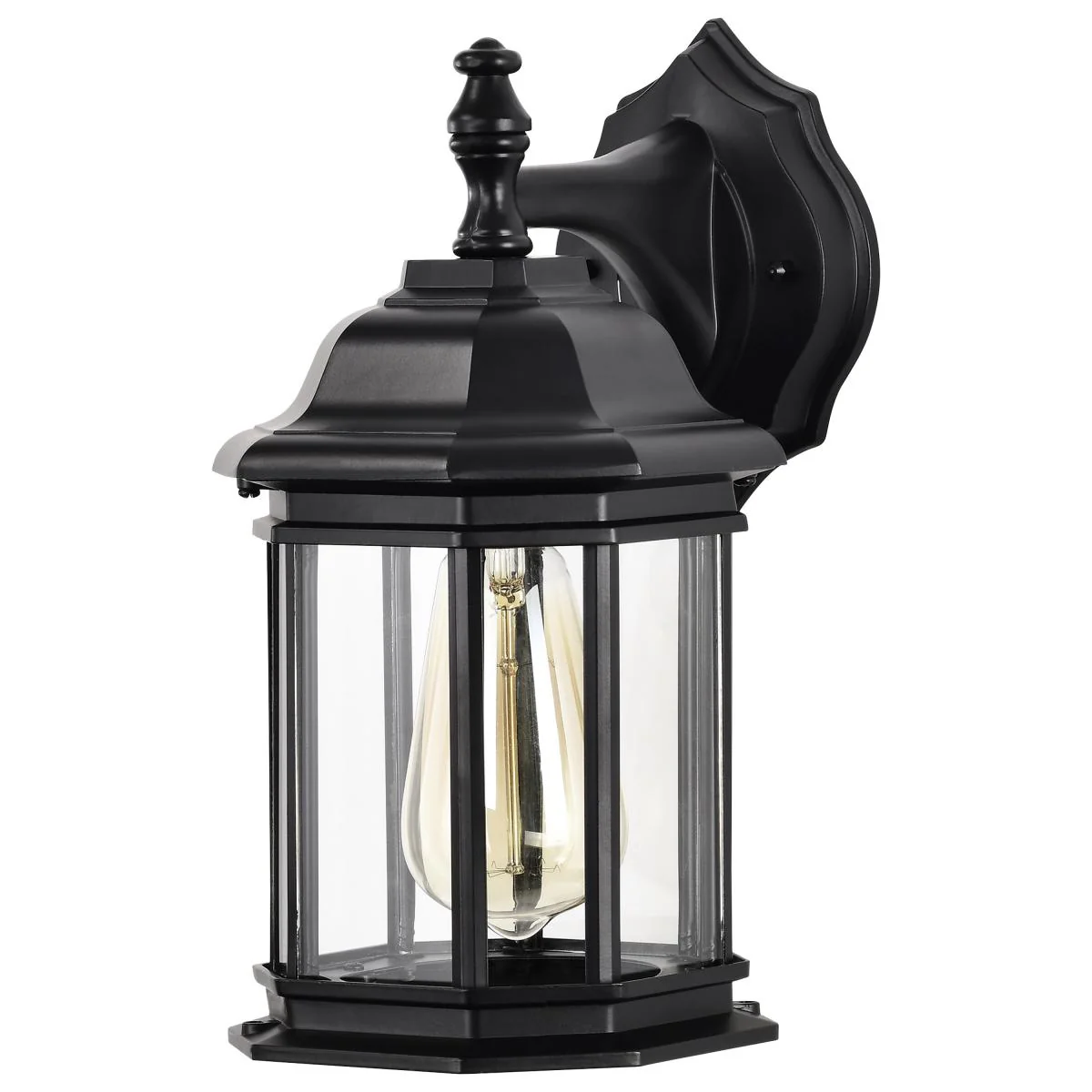 60-6119 HOPKINS 1LT OUTDOOR SM WALL Hopkins Outdoor Collection 12 inch Small Wall Light; Matte Black Finish with Clear Glass - Cheap-Us