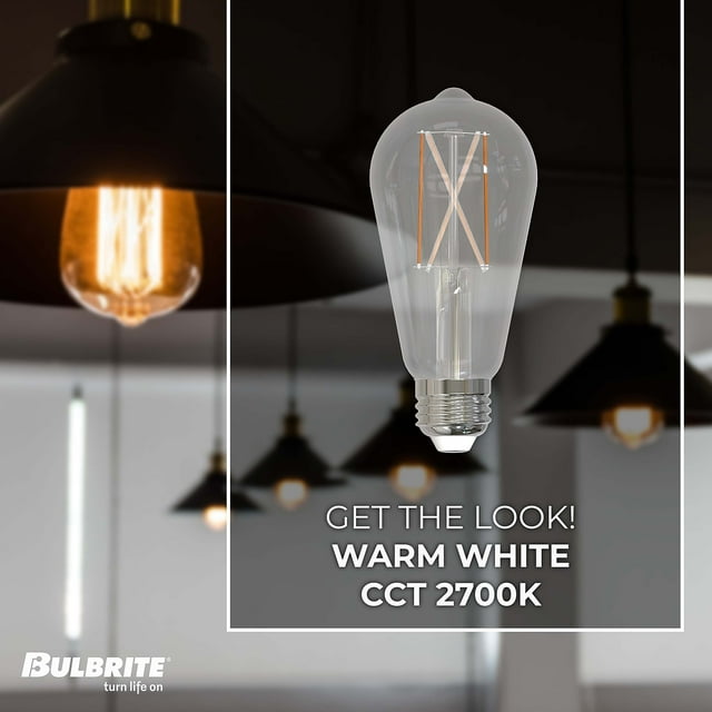 Bulbrite Pack of (2) 8.5 Watt Dimmable Clear ST18 LED Light Bulbs with Medium (E26) Base, 2700K Warm White Light, 850 Lumens - Cheap-Us