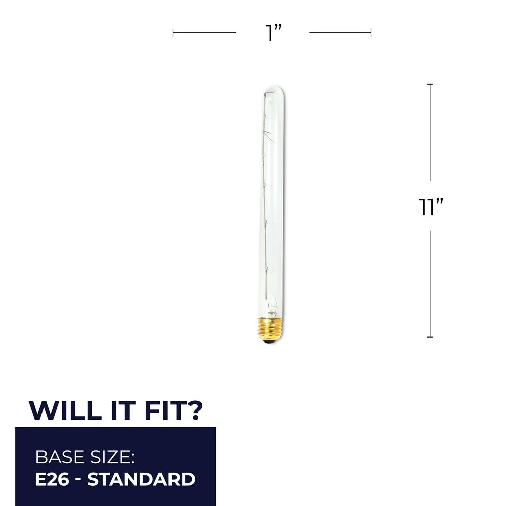 BULBRITE INCANDESCENT T8 MEDIUM SCREW (E26) 40W DIMMABLE LIGHT BULB 2700K/WARM WHITE 5PK (705140) - Cheap-Us