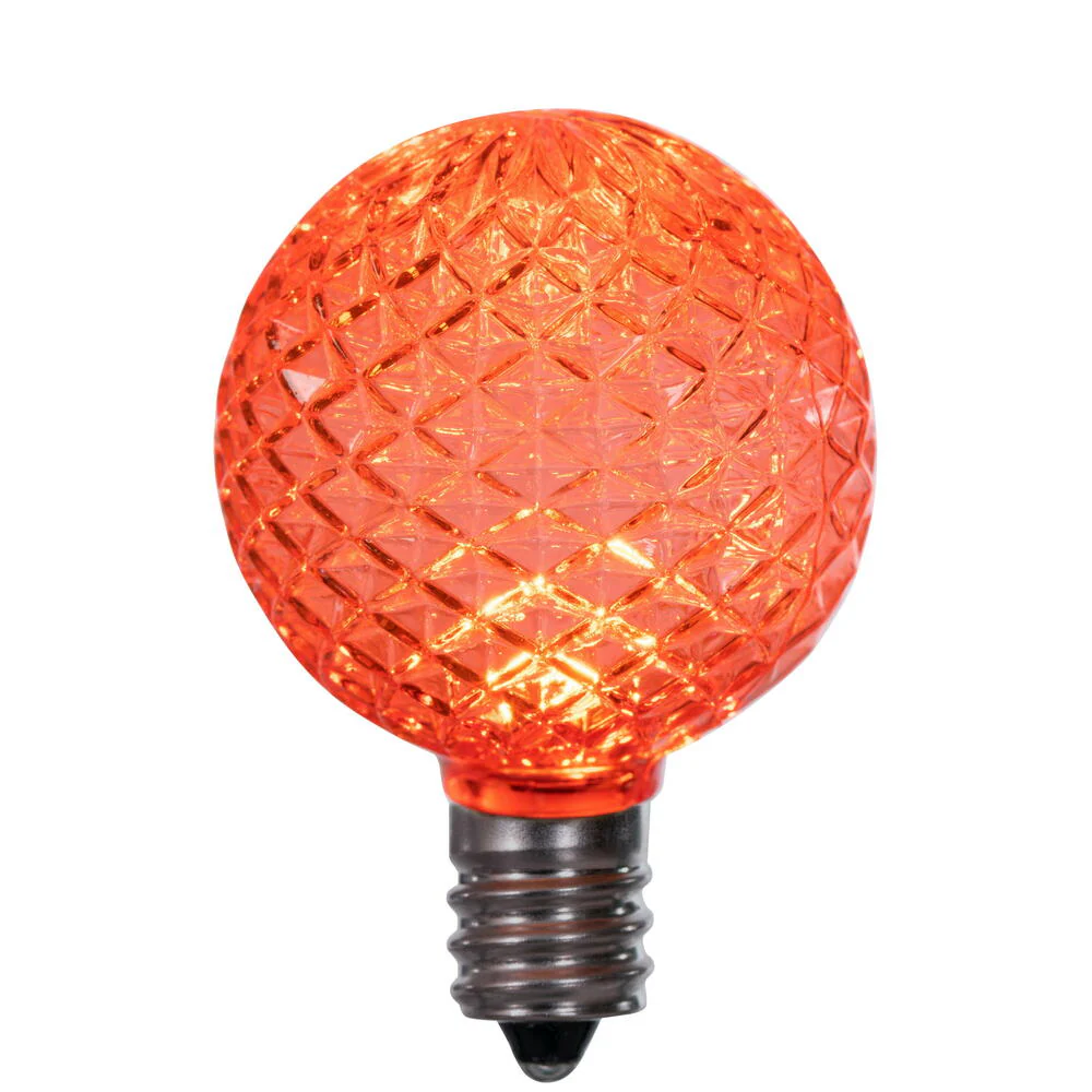 Vickerman G40 LED Orange Bulb E12 Nickel Base120V .6 Watts package of 25 - Cheap-Us