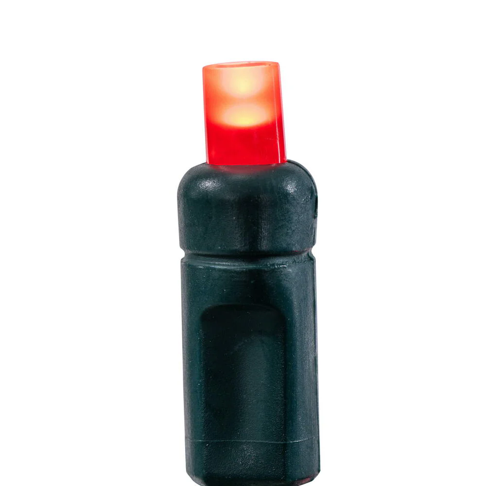 Vickerman 50 Frosted Red Wide Angle Single Mold End-Connecting LED Light Set with 22 Gauge Green Wire, 3