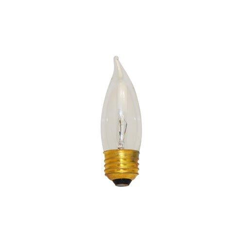 Bulbrite 25EFC/3 25 Watt Incandescent CA10 Flame Tip Chandelier Bulb, Medium Base, Clear - Cheap-Us