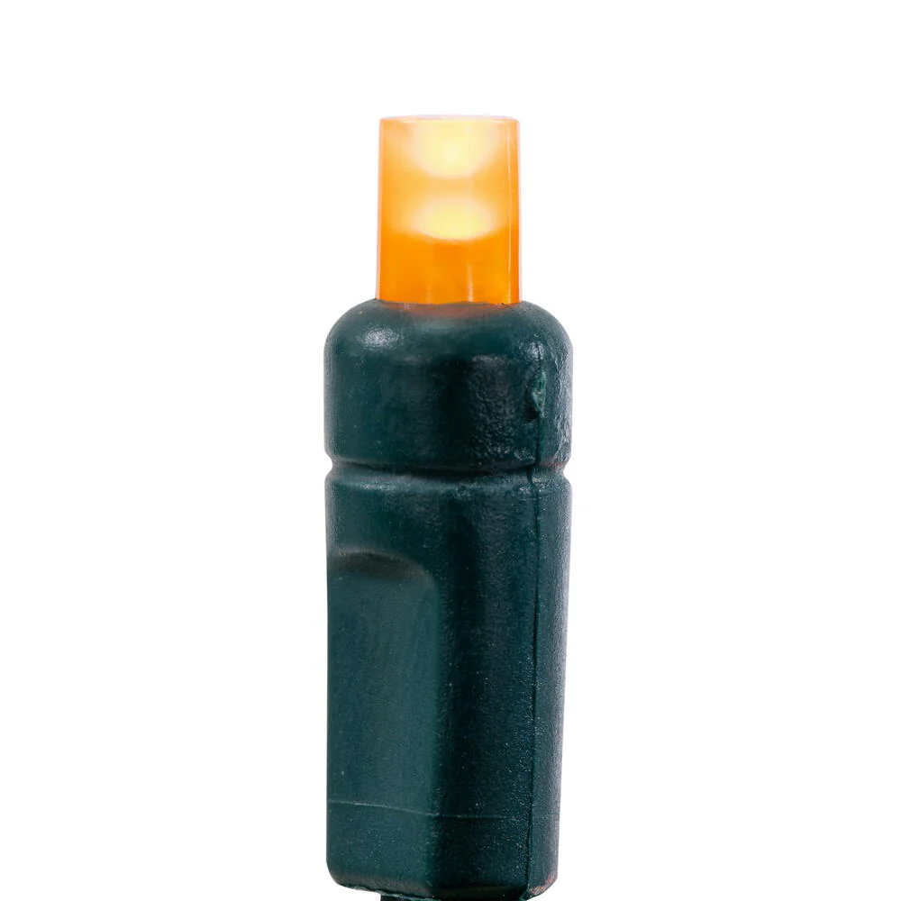 Vickerman 50 Frosted Orange Wide Angle Single Mold End-Connecting LED Light Set with 22 Gauge Green Wire, 3