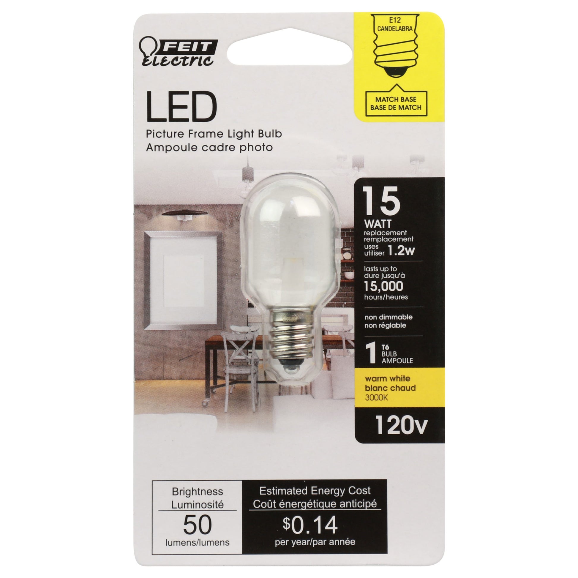 15-Watt Equivalent E12 Base T6 Specialty LED - Cheap-Us
