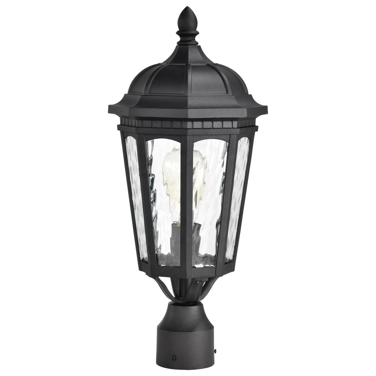 60-5943 EAST RIVER 1LT OUTDOOR POST East River Collection Outdoor 19.5 inch Post Light Pole Lantern; Matte Black Finish with Clear Water Glass - Cheap-Us