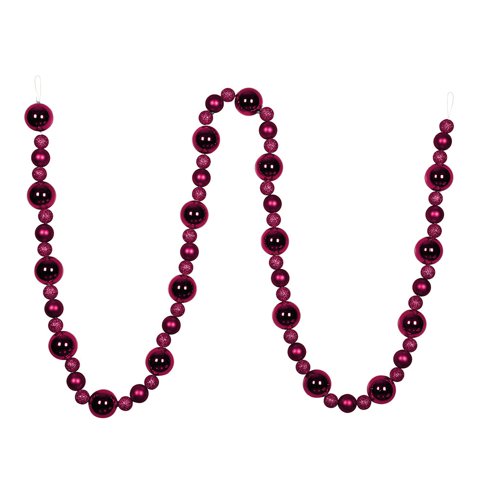 Vickerman 9' Berry Red Assorted Christmas Ball Ornament Garland - Cheap-Us