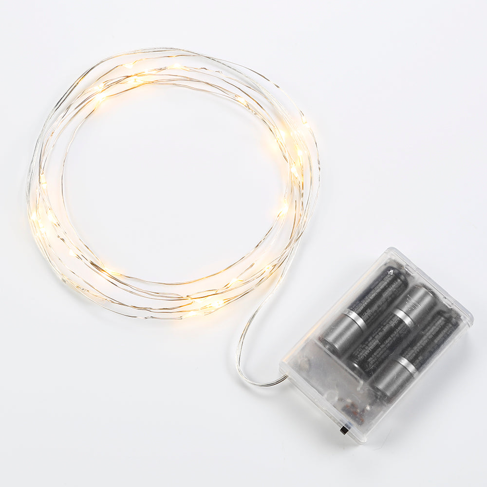 Bulbrite LED/STAR/SIL/S/27K Indoor LED Starry String Lights, 10' Copper Wire, Battery Pack - Cheap-Us