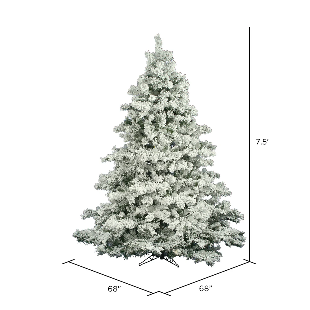 Vickerman 7.5' Flocked Alaskan Pine Artificial Christmas Tree Unlit - Cheap-Us