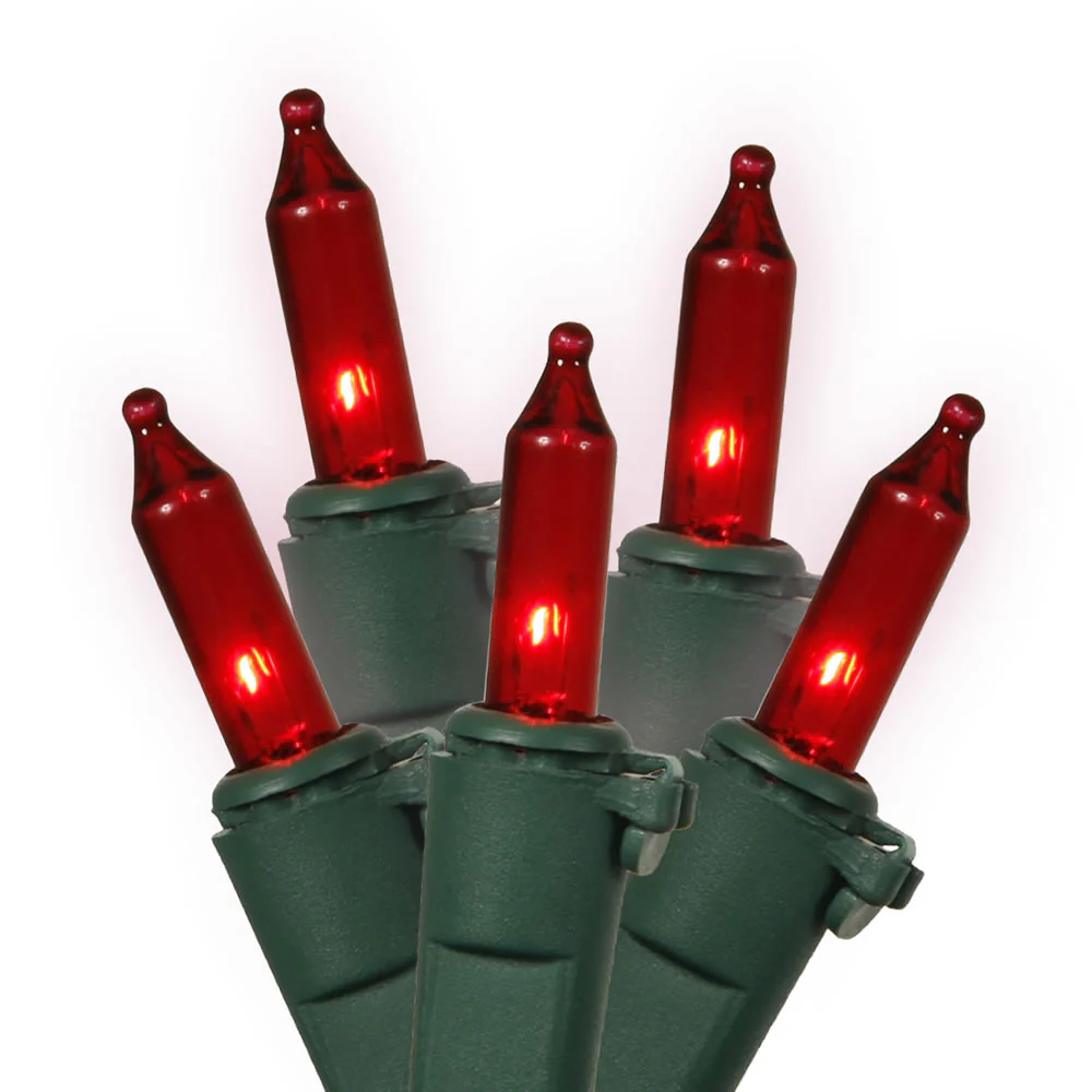 Vickerman 100 Red Mini-Light on Green Wire 46' Christmas Light Strand - Cheap-Us