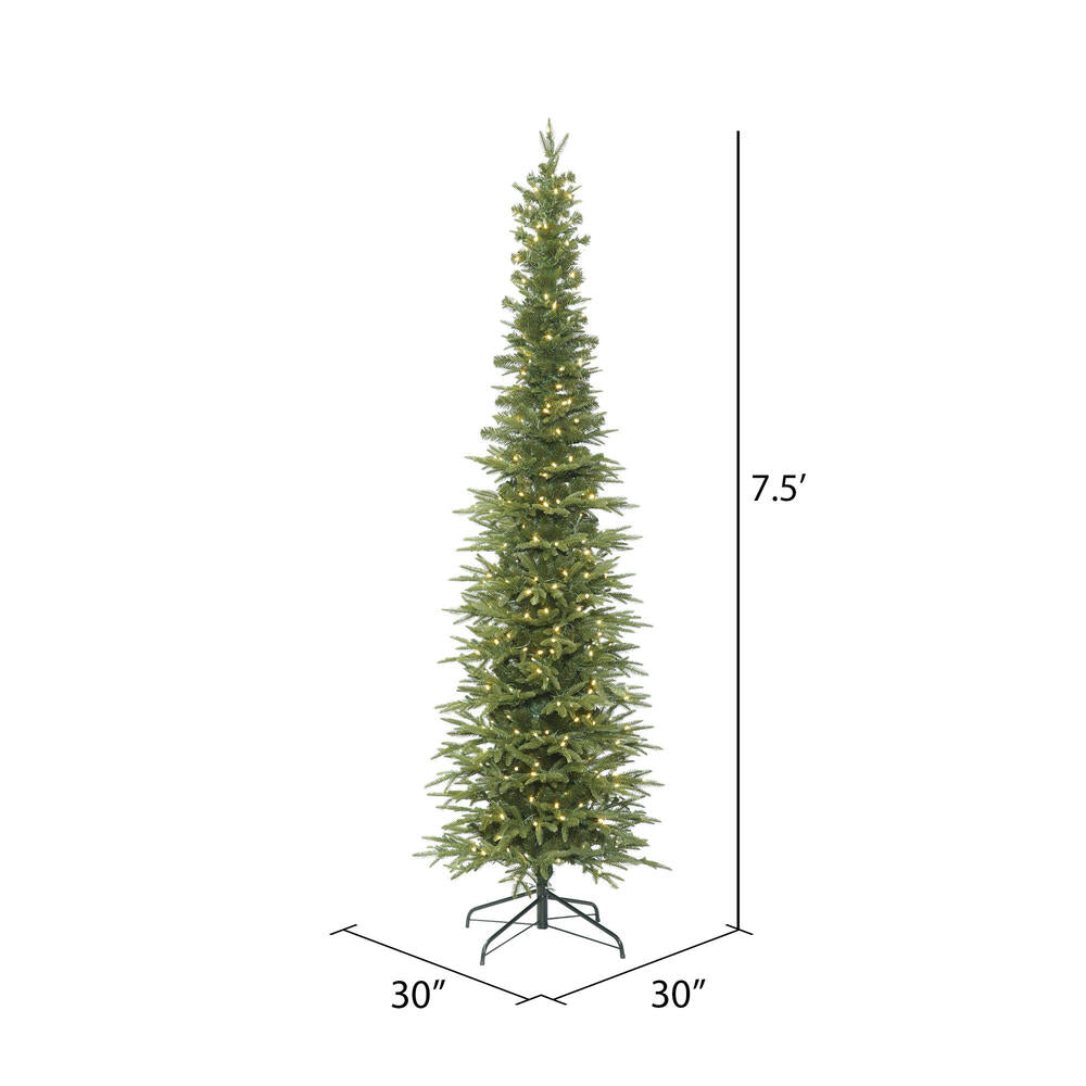 Vickerman 7.5' Bixley Pencil Fir Artificial Christmas Tree Warm White Dura-lit LED Lights - Cheap-Us