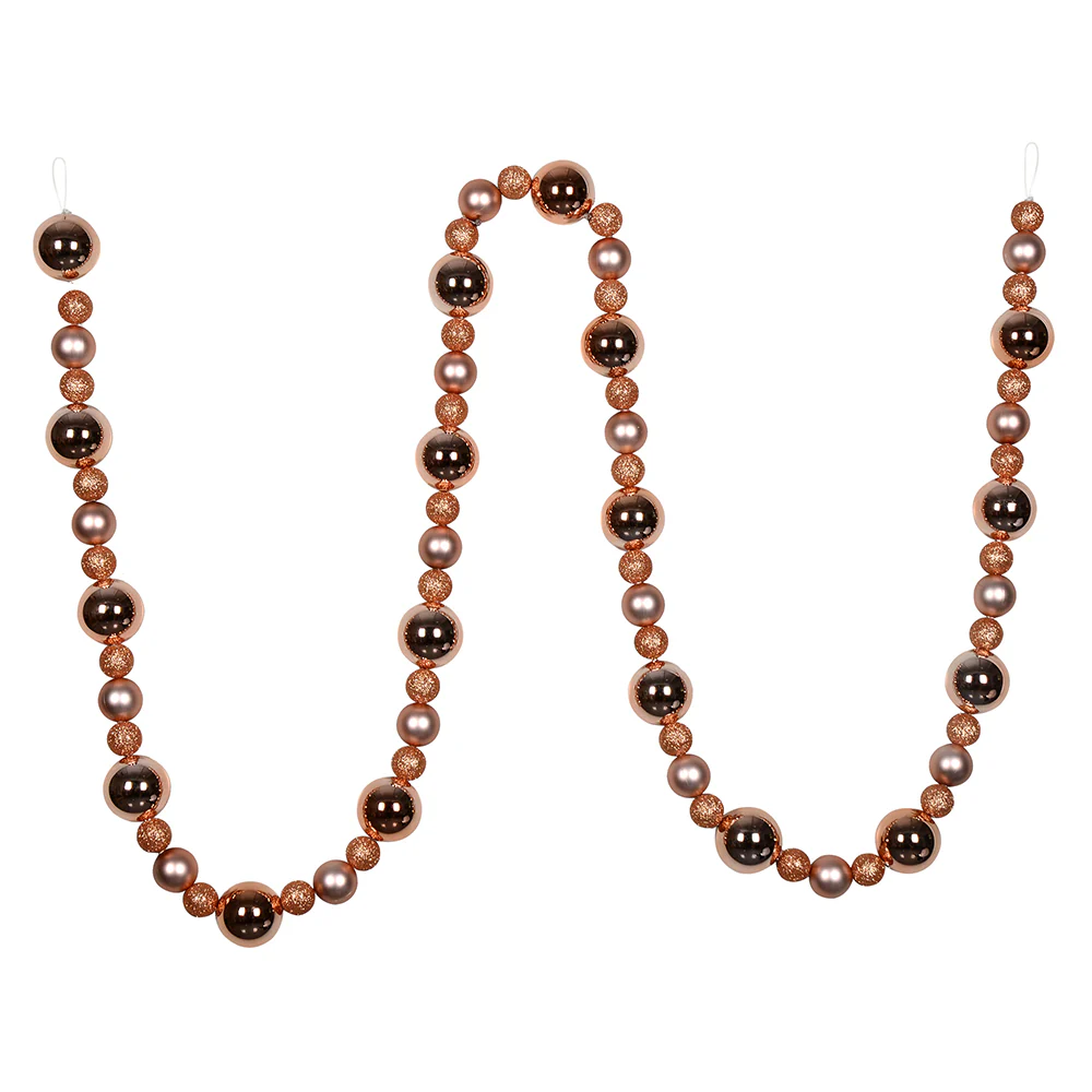 Vickerman 9' Rose Gold Assorted Christmas Ball Ornament Garland - Cheap-Us