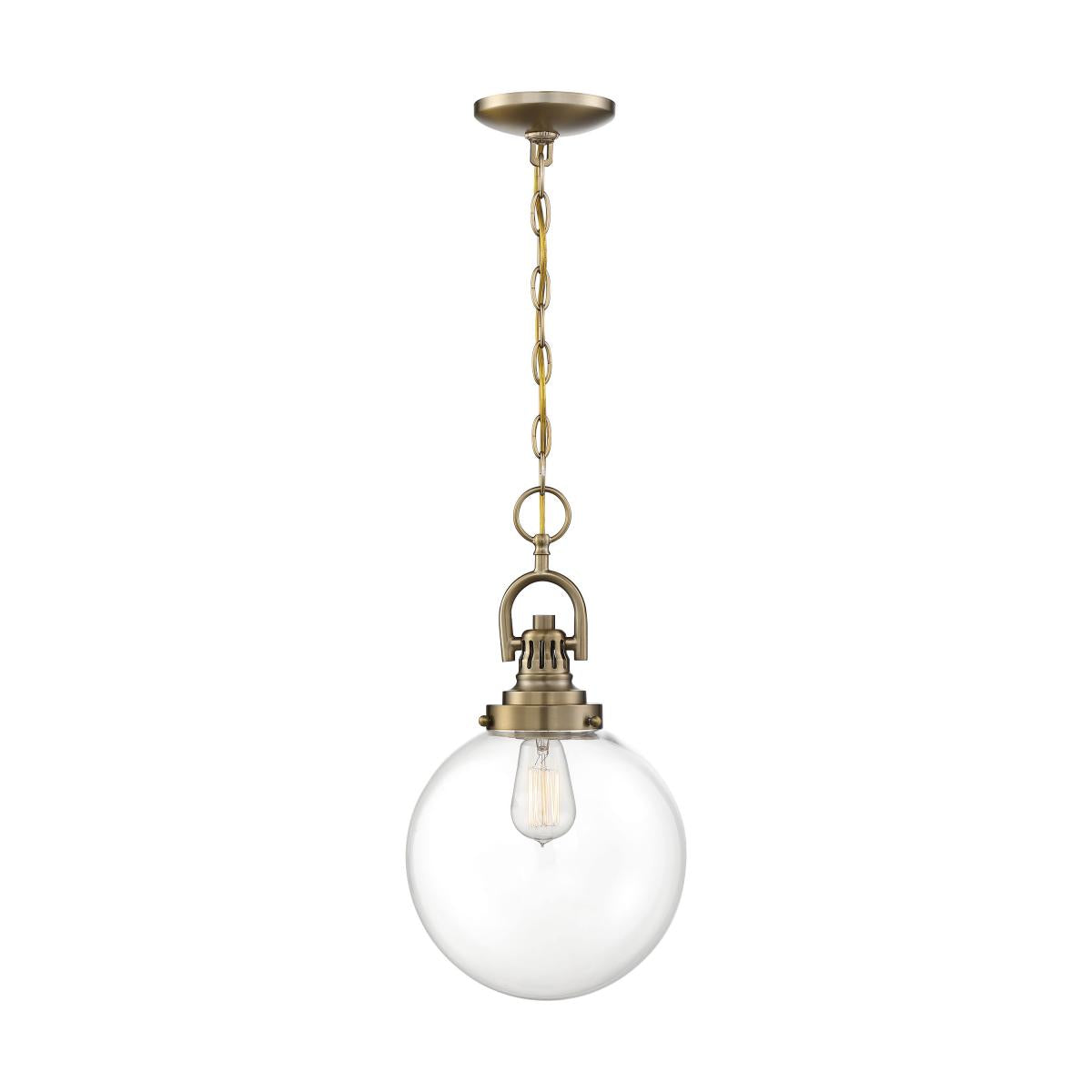 60-6671 SKYLOFT 1 LIGHT PENDANT Skyloft- 1 Light Pendant - with Clear Glass - Burnished Brass Finish - Cheap-Us