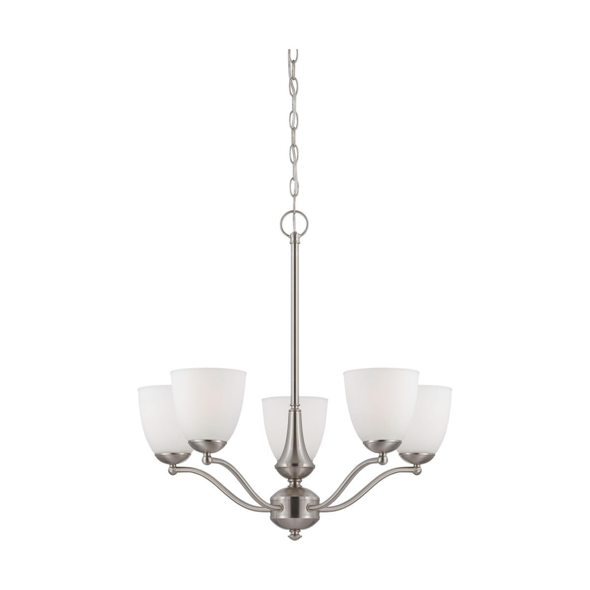 Satco Nuvo Patton 3-5 Light Chandelier - Arms Up/Down - With Frosted Glass - Cheap-Us