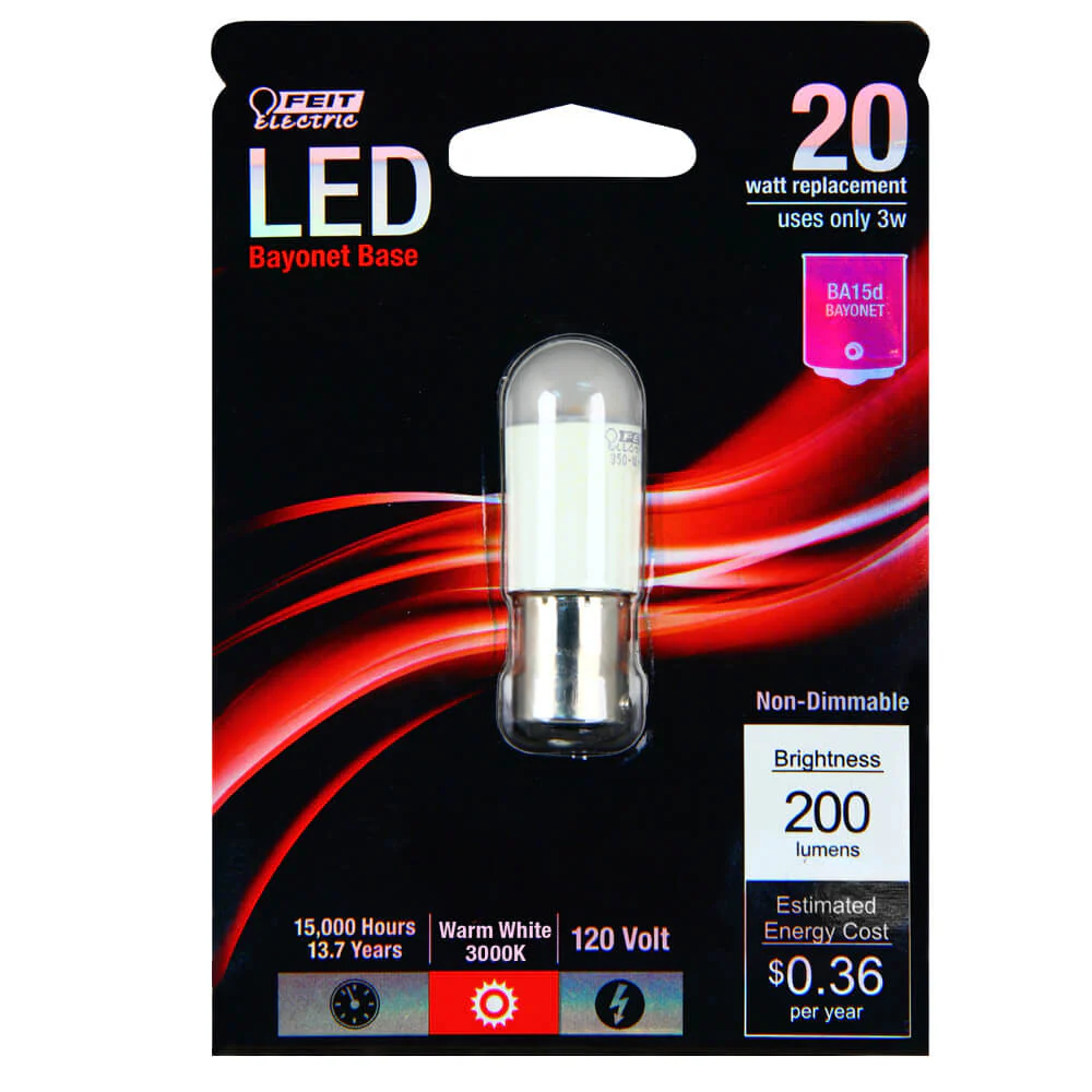 200 Lumen 3000K Non-Dimmable BA15d Bayonet LED - Cheap-Us