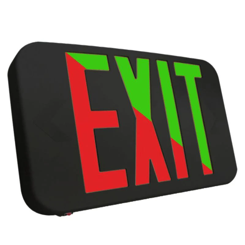 Westgate Compact Modern Univ. Exit Sign Bi-Color Red/Grn, Default To Red, 120/277V, Black, LED Exit & Emergency Lighting - Cheap-Us