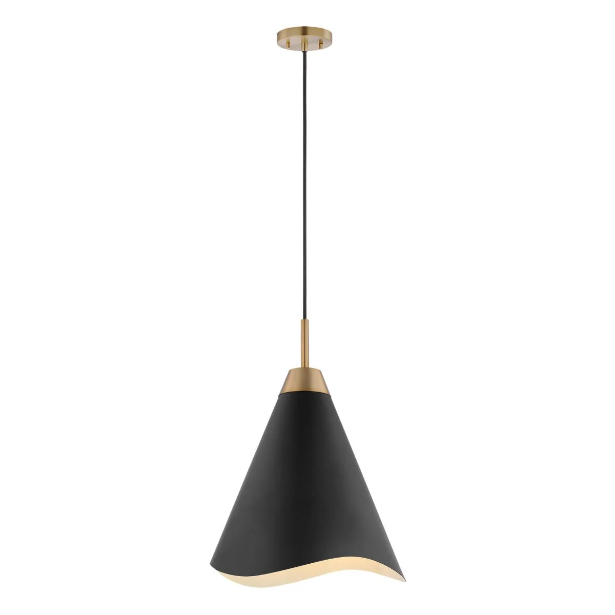 60-7470 TANGO 1 LIGHT SMALL PENDANT Tango; 1 Light; Small Pendant; Matte Black with Burnished Brass - Cheap-Us